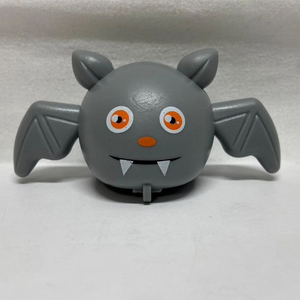 Pull Back Car Toy Halloween Vampire Bat Mini Figure Gray 2 Rubber Wheels Loose